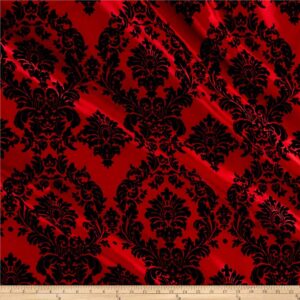 flocked damask taffetta red/black, fabric by the yard