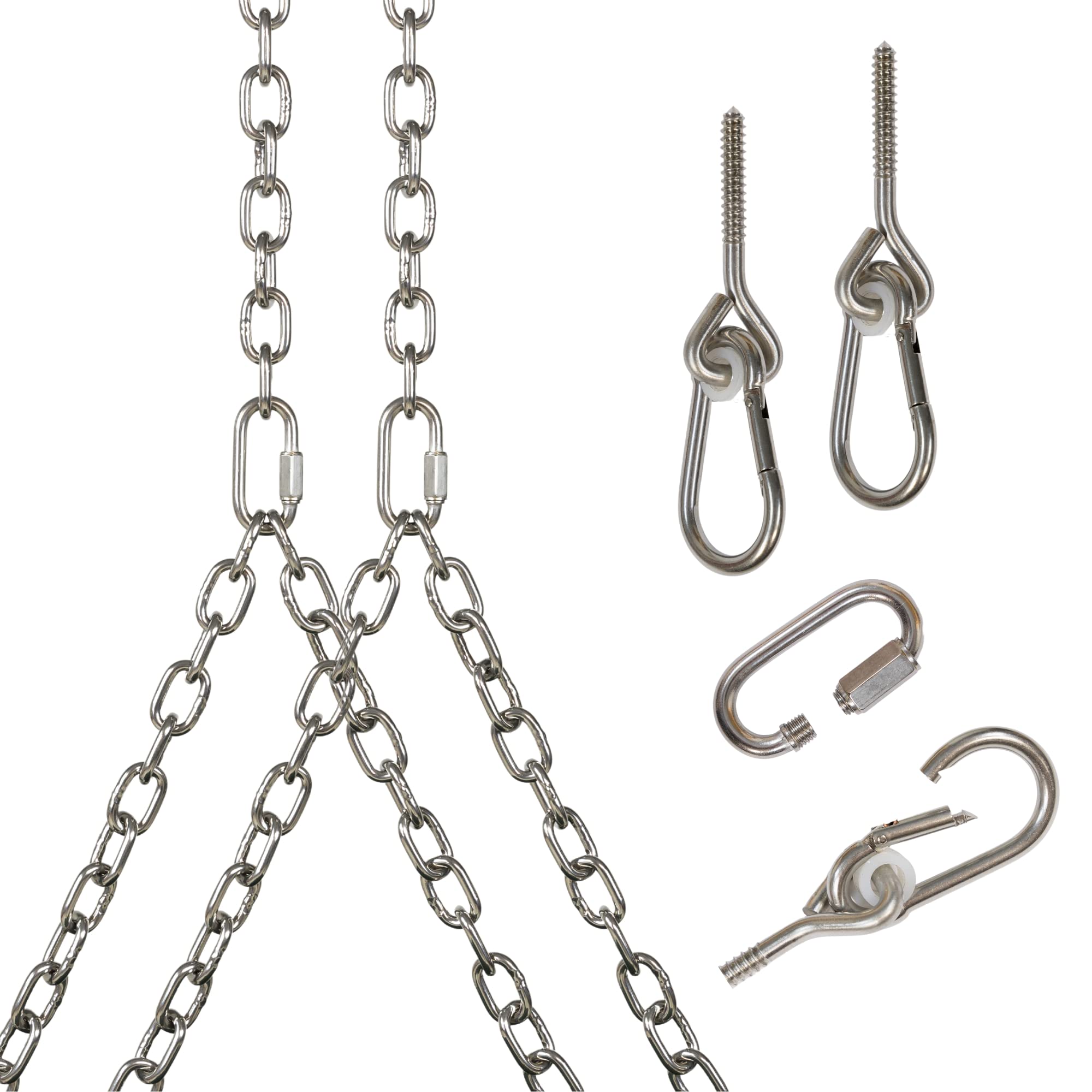 Barn-Shed-Play Heavy Duty 700 Lb Stainless Steel Porch Swing Hanging Chain Kit (10 Foot Ceiling)