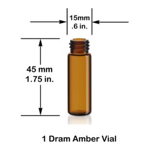 MagnaKoys 1 Dram & 2 Dram variety in Amber Glass Vials w/ Black Caps for Essential Oils & Liquids