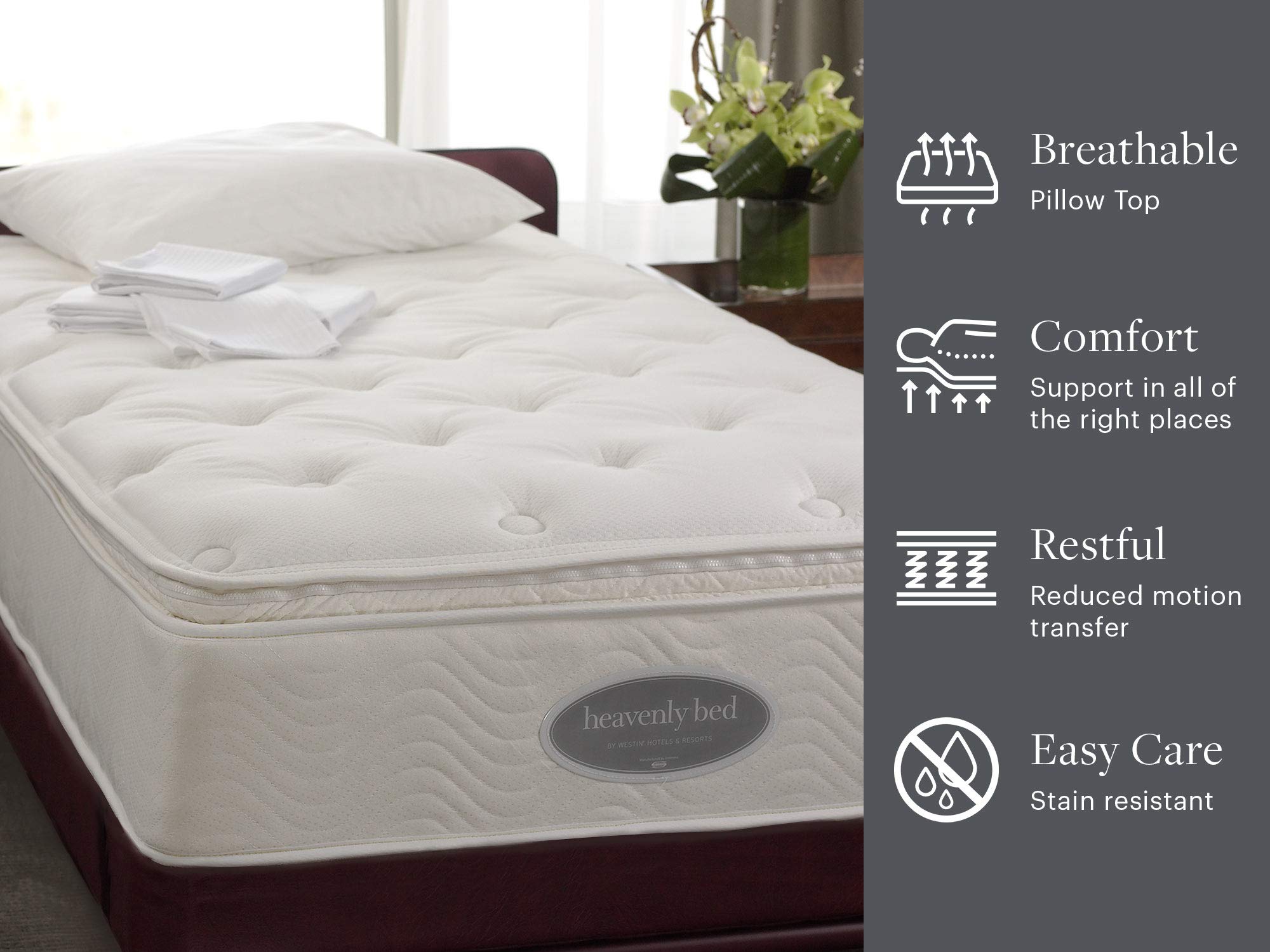 Westin Exclusive Heavenly Bed - 14" Pocket Coil Mattress with Quilted Pillowtop - Mattress and Box Spring Set - King - Standard Box Spring (8.75")