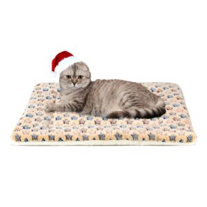 mora pets cat bed dog crate pad ultra soft pet bed with cute star print washable crate mat for small dogs and indoor cats reversible fleece dog kennel pad cat carrier mat 14 x 17.5 inch brown