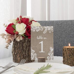 Andaz Press Burlap Lace Wedding Table Numbers 1-20, 4x6-Inches Table Number Cards For Wedding Reception Table Number For Seating Chart For Wedding Reception, Restaurant, Classroom, Boda