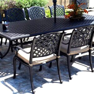 Cast Aluminum Patio Dining Set Nassau 11 Piece Outdoor Furniture with 46"x120" Rectangle Table