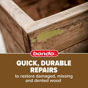 Bondo Wood Filler 12 oz with Hardener 0.5 oz, Repairs Chips and Cracks in Wood, Sandable, Paintable, and Stainable