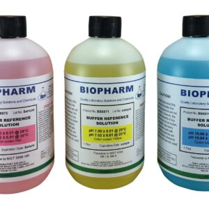 pH Buffer Calibration Solution Kit 3-Pack: pH 4.00, pH 7.00, pH 10.00 Buffers — 500 mL (1.06 Pint) Each — Color Coded — NIST Traceable for All pH Meters