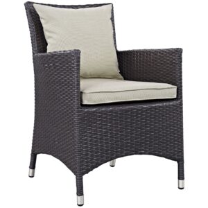 Modway Convene 9-pc Outdoor Patio Dining Set with Washable Cushion Covers in Espresso Beige