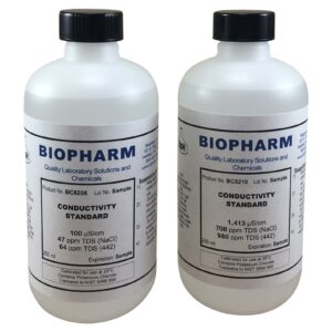 Conductivity Standard 2-Pack — 250 mL (8.4 fl oz) Each: 100 μS and 1413 μS — NIST Traceable — for 2-Point Calibration