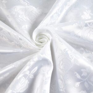 Rose Satin Jaquard White, Fabric by the Yard