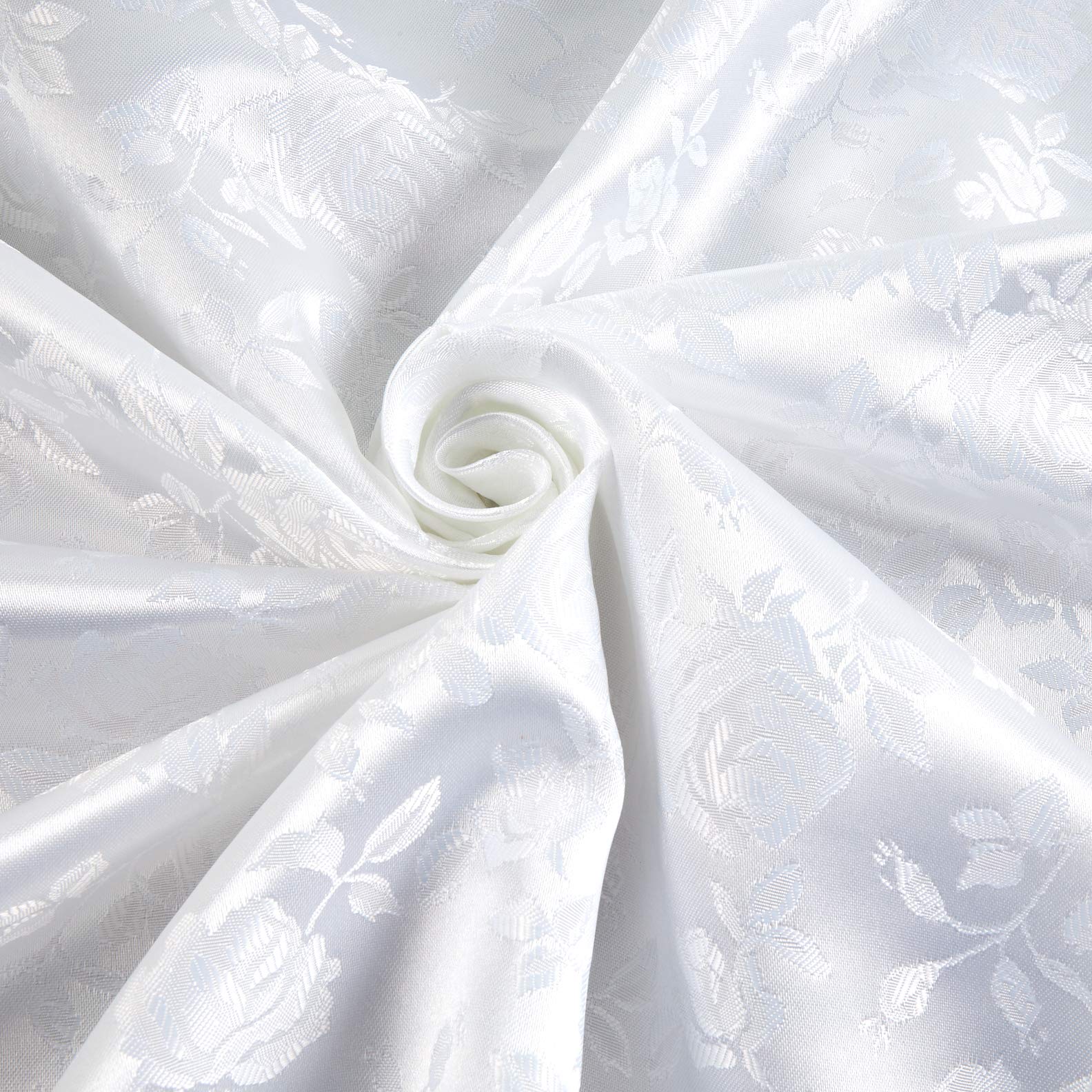 Rose Satin Jaquard White, Fabric by the Yard