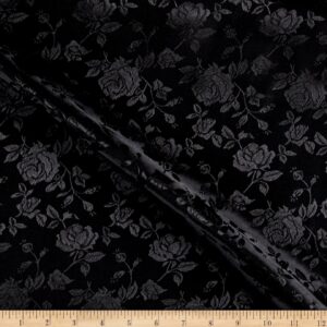 rose satin jacquard black, fabric by the yard