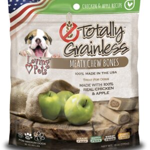 Loving Pets Totally Grainless - Chicken and Apple Meaty Chew Bones for Dogs (for Medium Dogs 20-30 lbs), 6oz