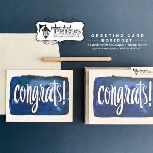 Palmer Street Press Congrats! Inky Navy Congratulations Cards - Set of 8 Congratulations Greeting Cards And 8 Envelopes - Congratulations Graduation Card - Designed, Printed and Packaged in the USA