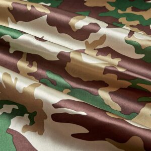 Charmeuse Satin Camo Hunter, Fabric by the Yard