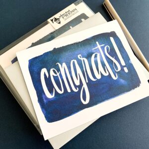 Palmer Street Press Congrats! Inky Navy Congratulations Cards - Set of 8 Congratulations Greeting Cards And 8 Envelopes - Congratulations Graduation Card - Designed, Printed and Packaged in the USA