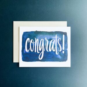 Palmer Street Press Congrats! Inky Navy Congratulations Cards - Set of 8 Congratulations Greeting Cards And 8 Envelopes - Congratulations Graduation Card - Designed, Printed and Packaged in the USA