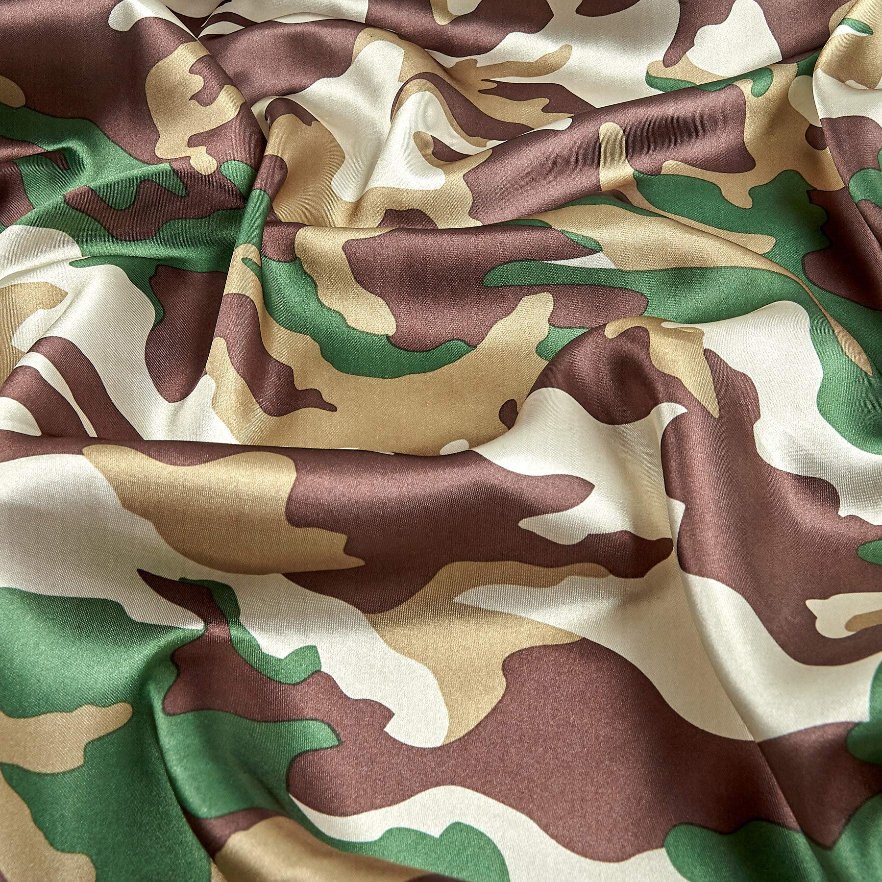 Charmeuse Satin Camo Hunter, Fabric by the Yard