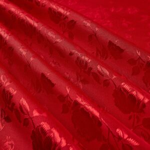 Rose Satin Jaquard Red, Fabric by the Yard