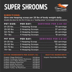 Super Snouts Super Shrooms Mushroom Immune Support Supplement for Dogs and Cats, 2.64 oz - Made in USA Organic Non-GMO, Immune Health for Strong Immunity, 7 Mushroom Blend Powder