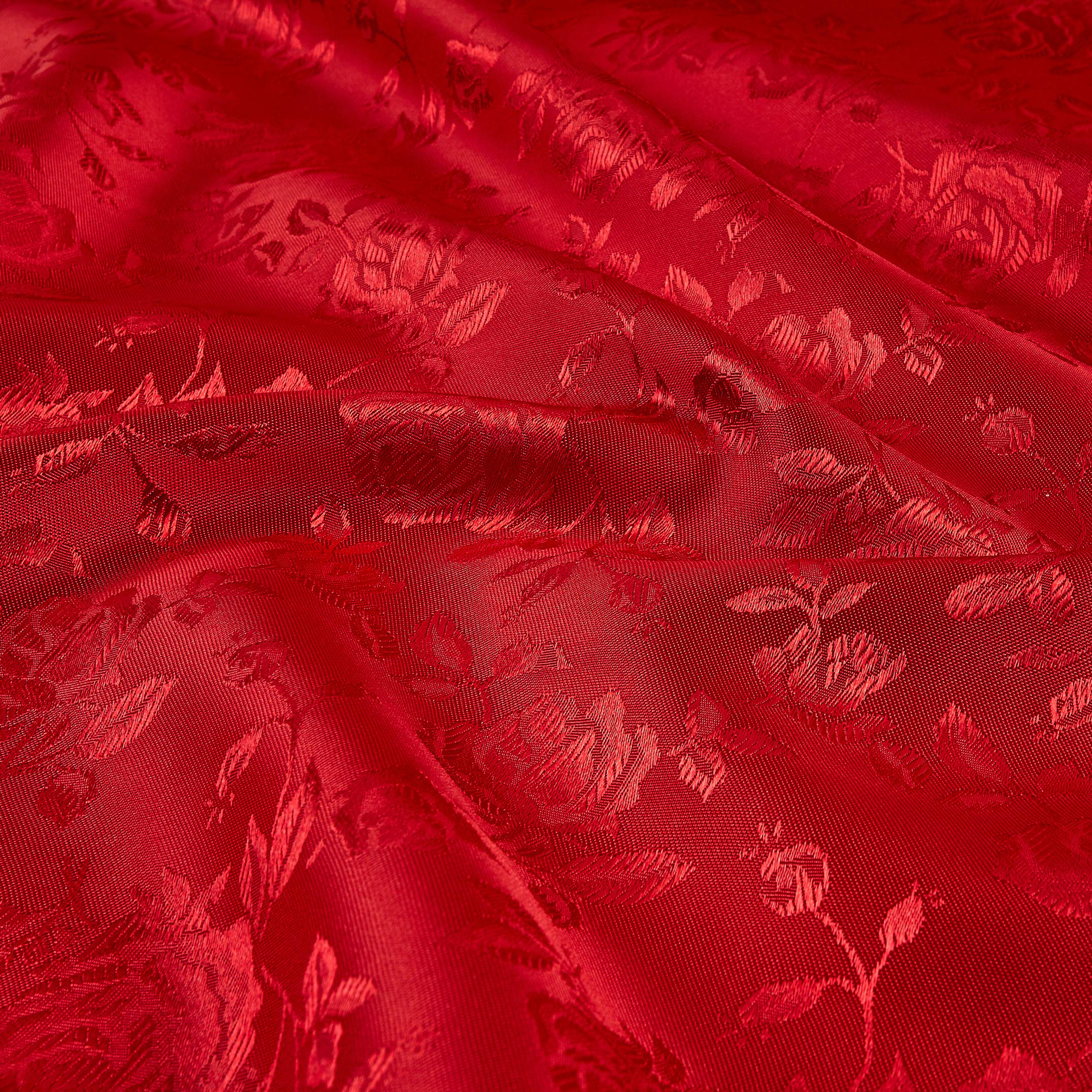 Rose Satin Jaquard Red, Fabric by the Yard