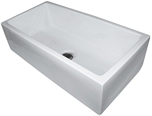 ALFI brand AB3618HS-W 36" Smooth Apron Single Bowl Fireclay Farm Sink, White