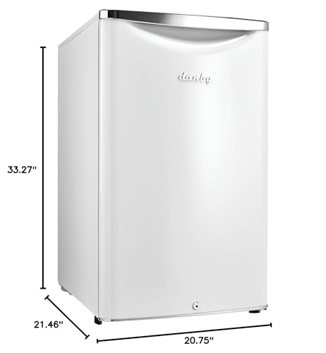 Danby DAR044A6PDB 4.4 Cu.Ft. Mini Fridge, Compact Refrigerator For Bedroom, Living Room, Bar, Dorm, Kitchen, Office, E-Star In Pearl White With Lock