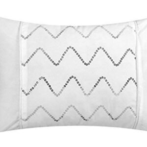 Chic Home Daya Cover Set Ruffled Pinch Pleat Design Embellished Zipper Closure Bedding, King Duvet, White