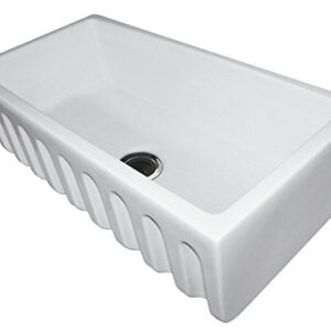 ALFI brand AB3618HS-W 36" Smooth Apron Single Bowl Fireclay Farm Sink, White