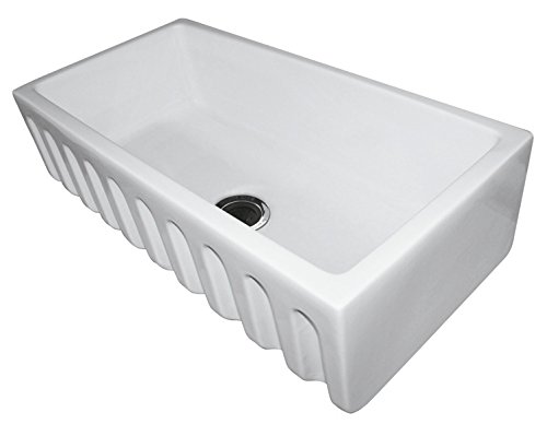 ALFI brand AB3618HS-W 36" Smooth Apron Single Bowl Fireclay Farm Sink, White