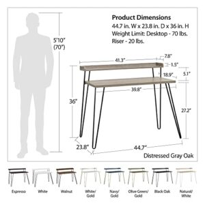 Ameriwood Home Haven Retro Desk with Riser, Espresso