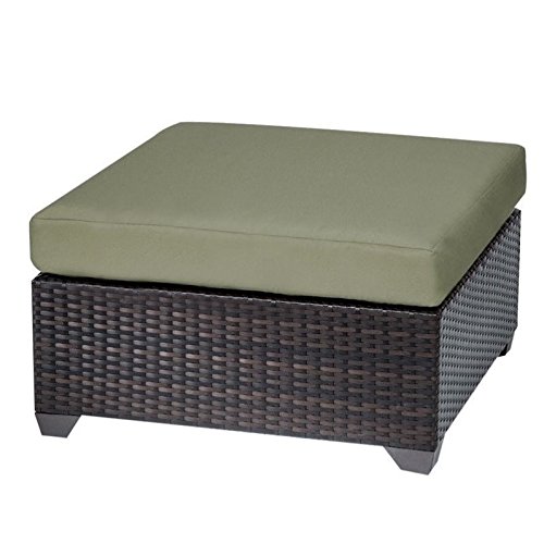 TKC Belle Patio Wicker Ottoman in Cilantro