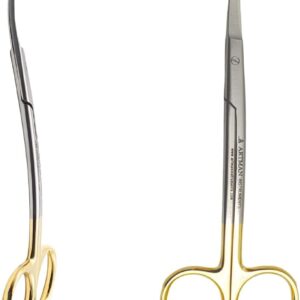 Double curved tungsten carbide inserts Gold Plated handle Scissors 4.5 inch LaGrange | Dental ENT EYE DERMA Embroidery Scissors Applique Scissors for Machine Embroidery & Fabric Stitches (5.5 Inches)