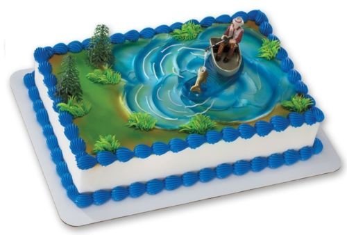 CakeDrake Fisherman Fishing Boat Pole Grooms Cake Decorations Birthday Party Topper Kit