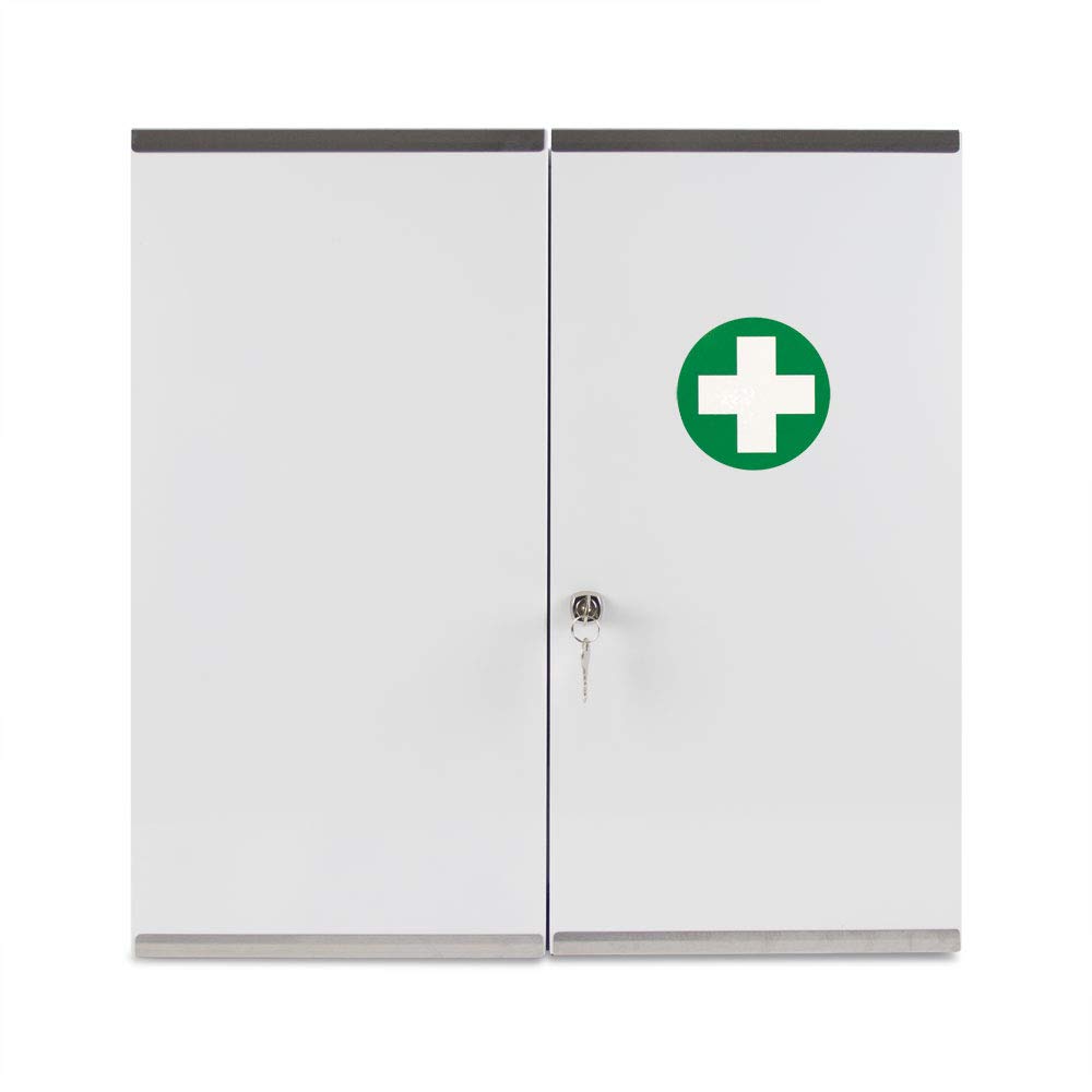 Reliance Medical 215 Locking Metal First Aid - Medicine Cabinet, Double Door, Metal, White