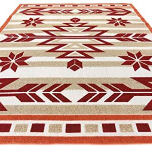 Unique Loom Outdoor Modern Collection Area Rug - Albuquerque (8' x 10' Rectangle, Burgundy/ Beige)