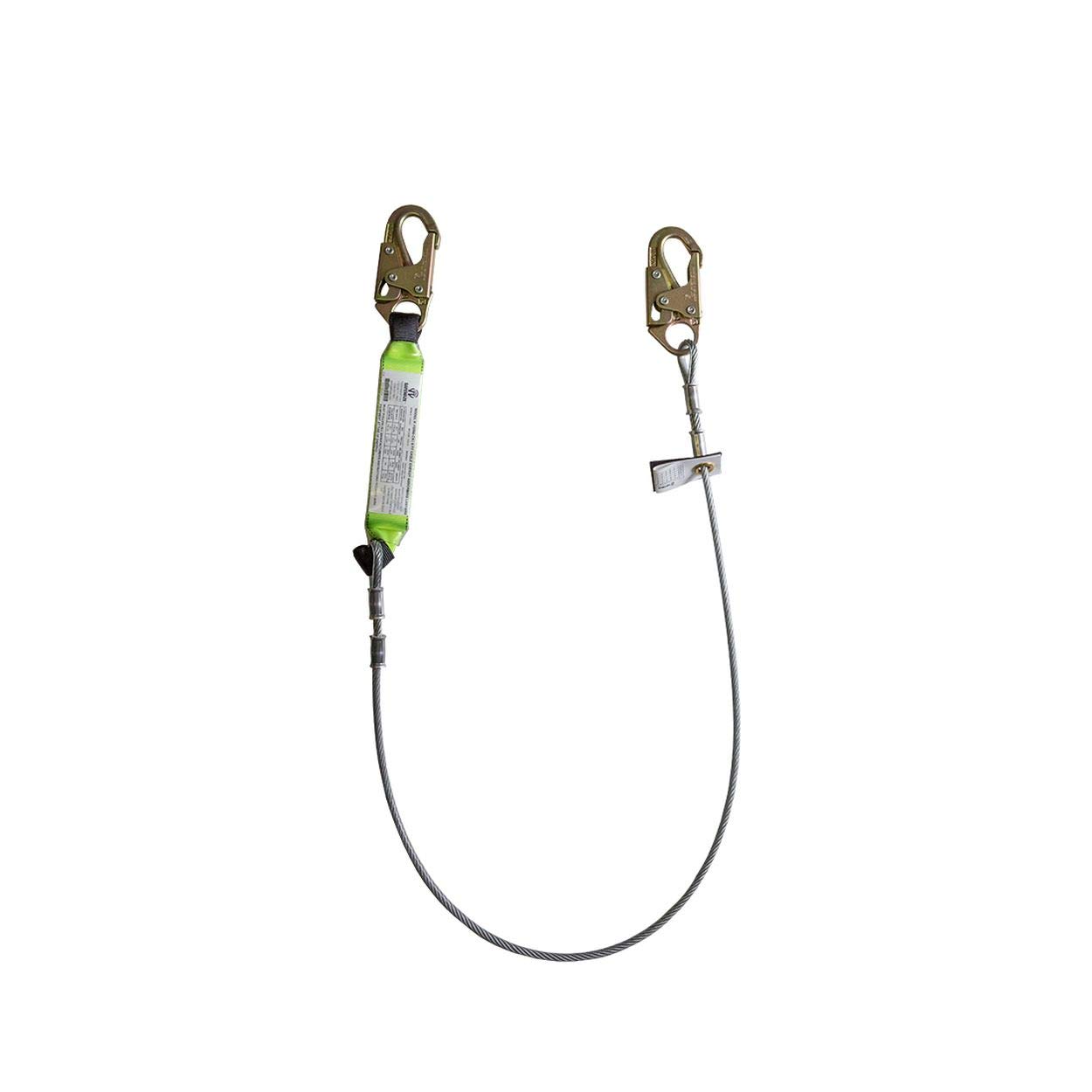 SafeWaze FS560-CA Cable Energy Absorbing Lanyard, Double Lock Snap Hooks, 6'