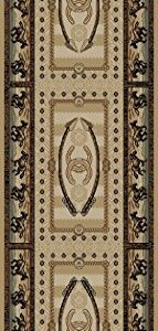 Western Horse Beige 2x8 Area Rug, 2'3x7'7