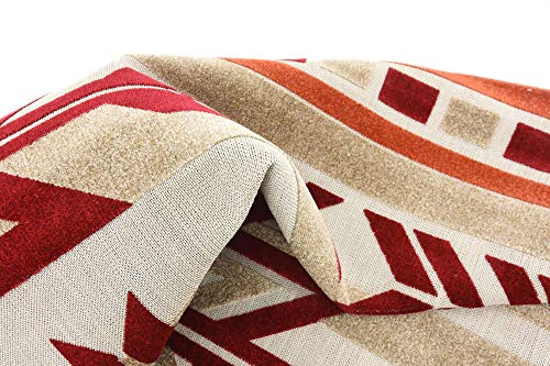 Unique Loom Outdoor Modern Collection Area Rug - Albuquerque (8' x 10' Rectangle, Burgundy/ Beige)