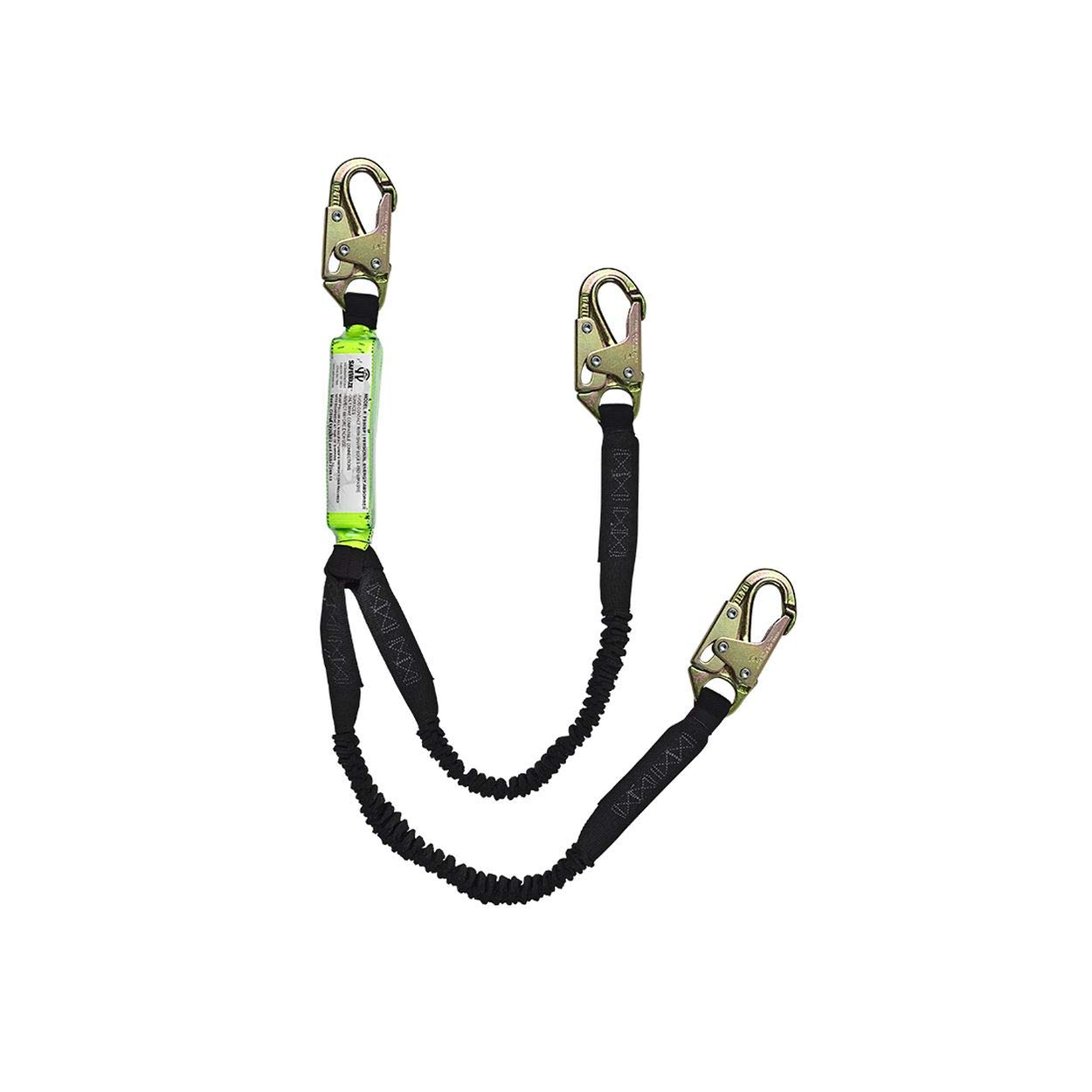 Safewaze FS571 6' Dual-Leg Stretch Energy Absorbing Lanyard w/Double-Locking Snap Hooks