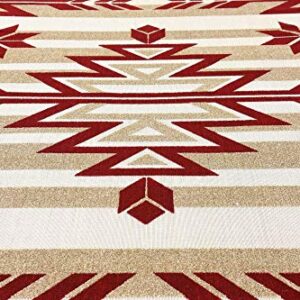 Unique Loom Outdoor Modern Collection Area Rug - Albuquerque (8' x 10' Rectangle, Burgundy/ Beige)