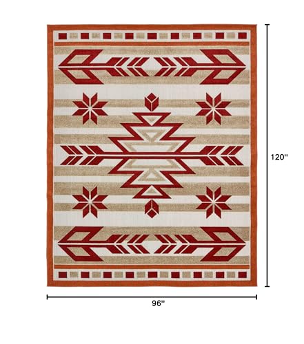 Unique Loom Outdoor Modern Collection Area Rug - Albuquerque (8' x 10' Rectangle, Burgundy/ Beige)