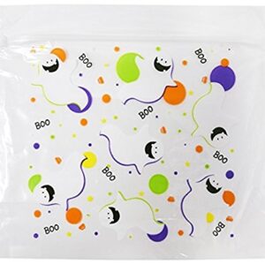 Set of 75 Halloween Zipper Seal Sandwich Bags - Assorted Halloween Fun Designs - Great for Treats