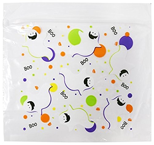 Set of 75 Halloween Zipper Seal Sandwich Bags - Assorted Halloween Fun Designs - Great for Treats