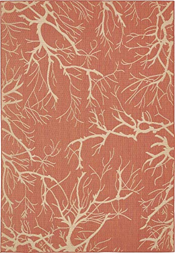 Unique Loom Outdoor Botanical Collection Area Rug - Branch (7' 1" x 10' Rectangle, Terracotta/ Beige)