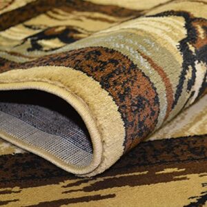 Western Horse Beige 2x8 Area Rug, 2'3x7'7