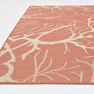 Unique Loom Outdoor Botanical Collection Area Rug - Branch (7' 1" x 10' Rectangle, Terracotta/ Beige)