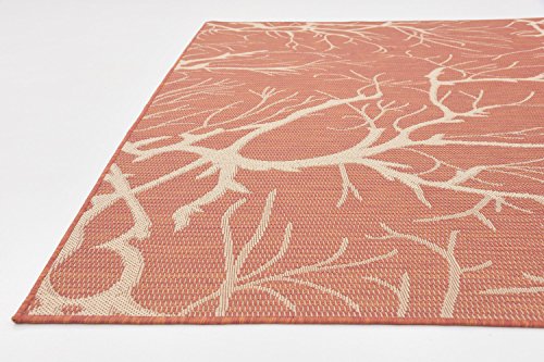 Unique Loom Outdoor Botanical Collection Area Rug - Branch (7' 1" x 10' Rectangle, Terracotta/ Beige)