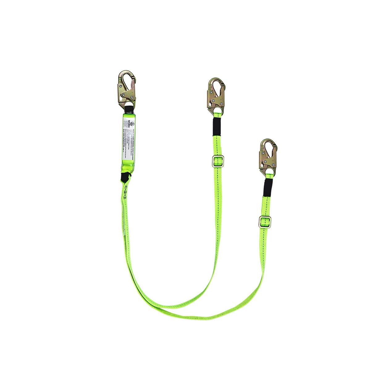 SafeWaze FS561-AJ Adjustable Energy Absorbing Lanyard, Double Lock Snap Hooks, Dual Leg, 4' to 6'