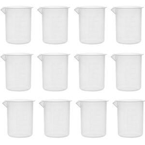 EISCO 12PK Plastic Beakers, 250ml - Polypropylene Plastic - Raised Graduations, Tapered Spout - Euro Design