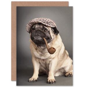 wee blue coo greetings birthday gift cute dog sherlock holmes sealed greeting card plus envelope blank inside