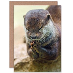 wee blue coo greetings card birthday gift animal cute otter praying